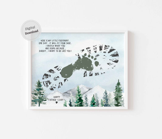 Footsteps Father's day footprint art - Craft printable.