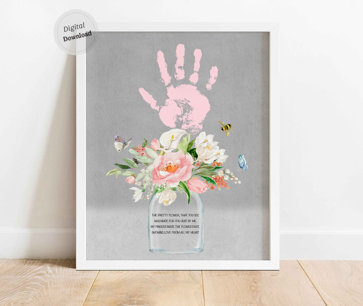 Bouquet Handprint Art Printable Gift for Mom and Grandma – AlniPrints