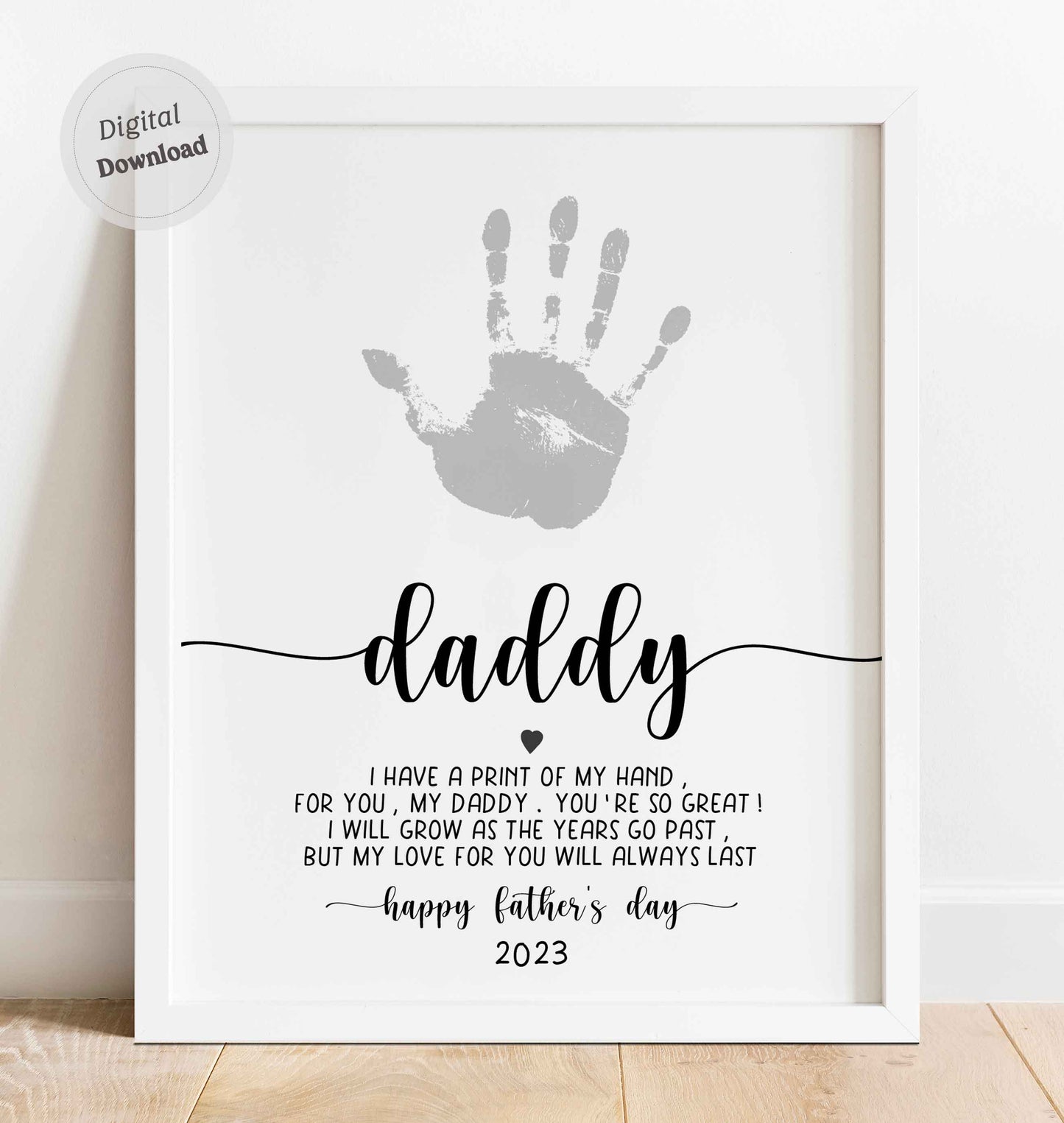 Fathers Day Gift From Toddler Printable Handprint Card Love 