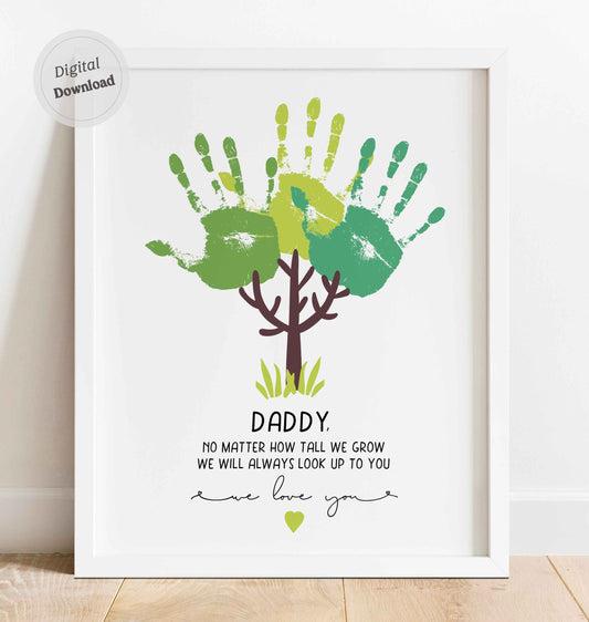 No matter how tall we grow - Father's day Tree Handprint art