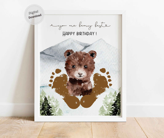 You are beary best. Bear feet Father's day footprint art craft printable