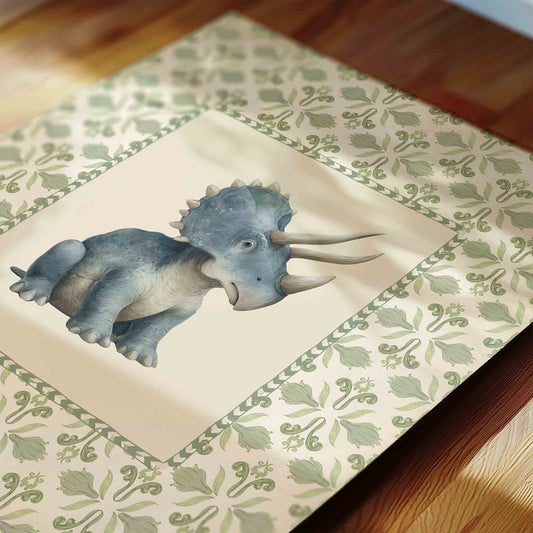 Watercolor T-Rex print for a vintage dinosaur nursery room decor
