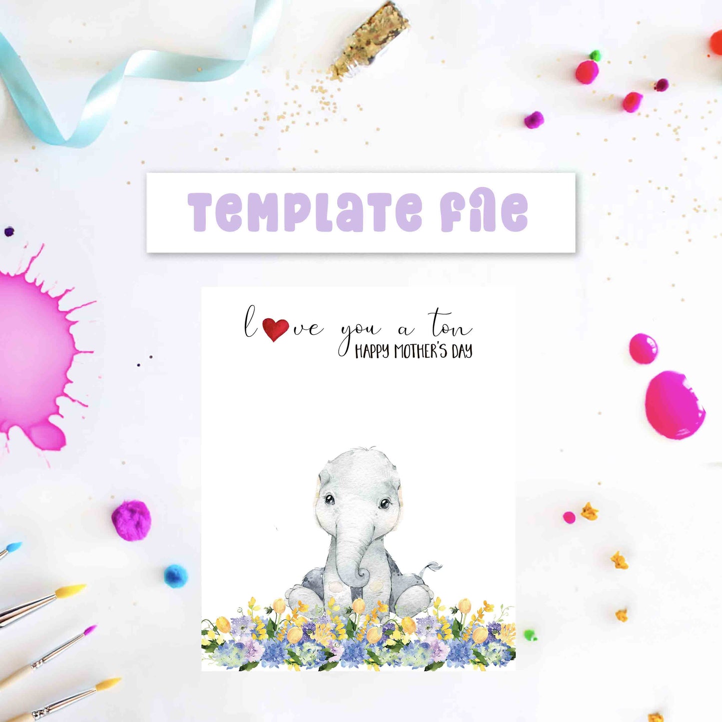 Love You a Ton Kids Hand Print Art Printable for Mother's Day