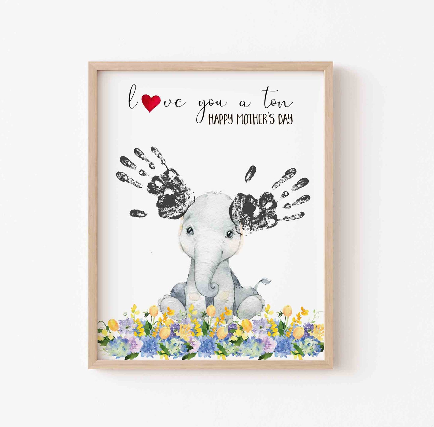 Love You a Ton Kids Hand Print Art Printable for Mother's Day