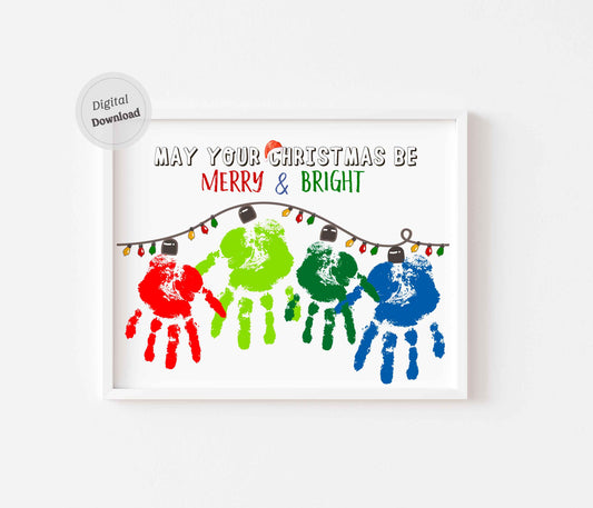 Christmas Lights Handprint art 