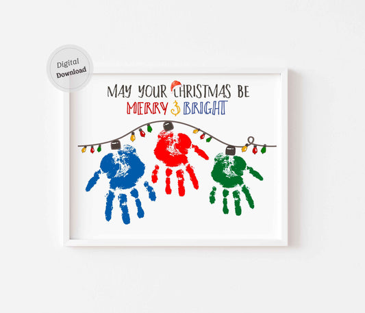 Merry & Bright Christmas Lights Handprint art