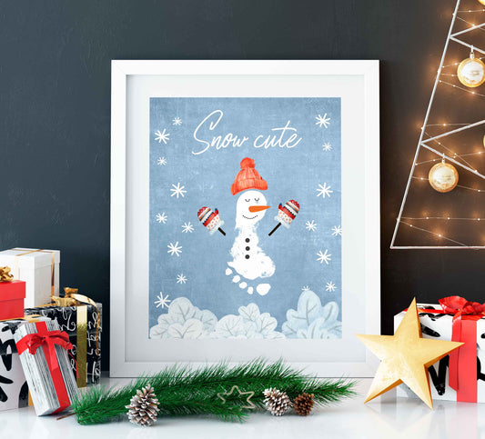 Christmas Snowman Footprint Art