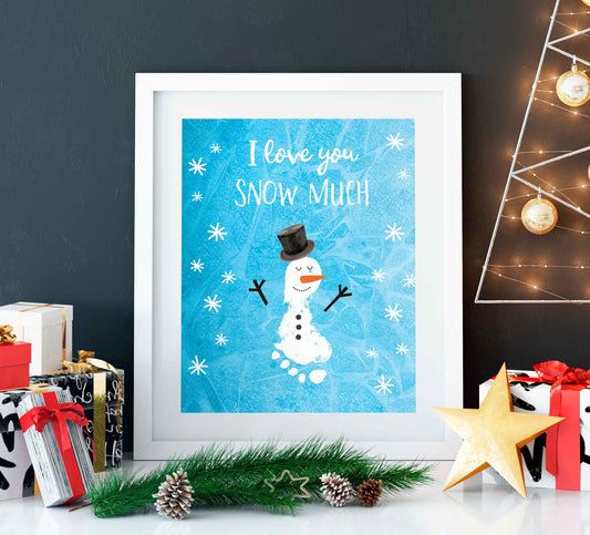 Love You Snow Much Christmas Footprint Art