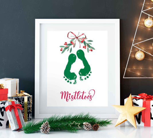 Christmas Mistletoes Footprint Art