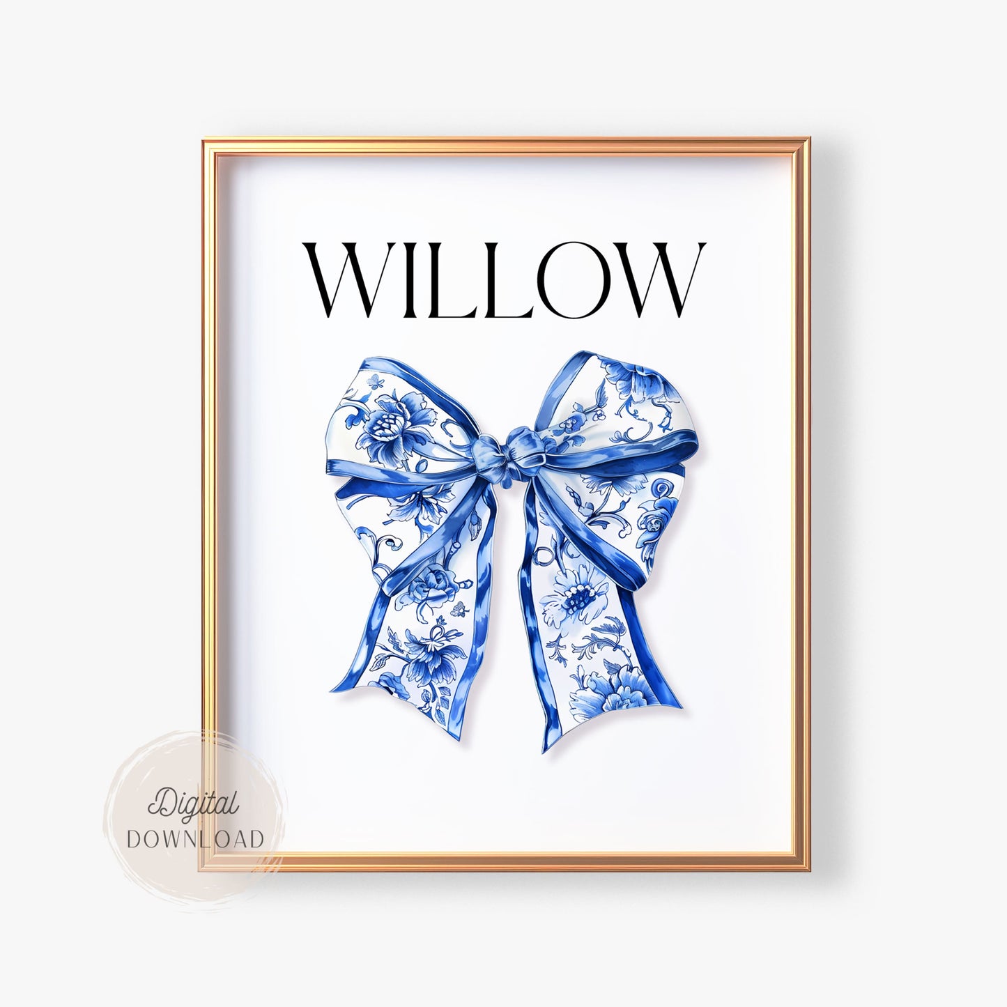 Bow Name wall art - Chinoiserie Girly Bedroom