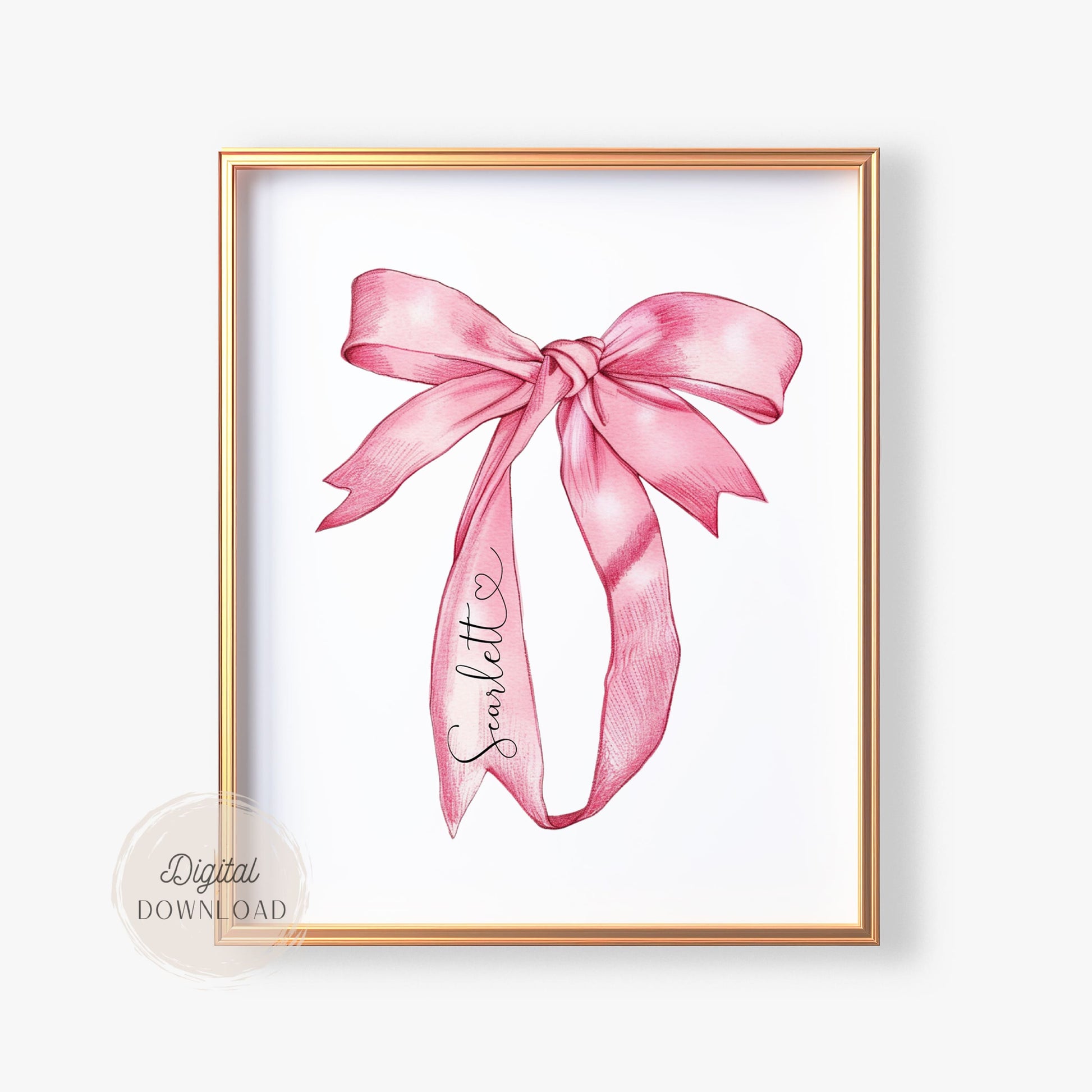 Pink Bow Name wall art