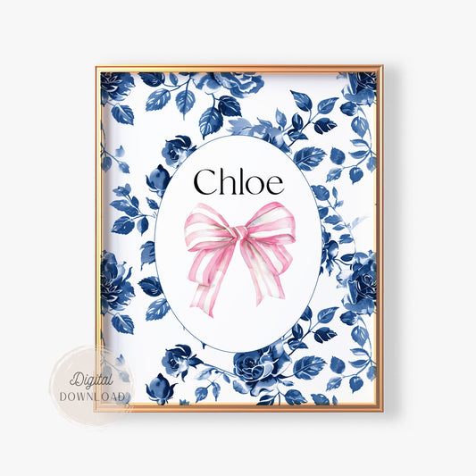 Bow Name wall art - Coastal Room Decor