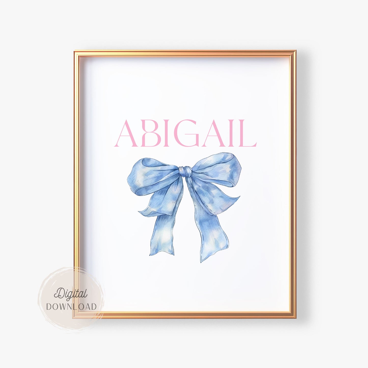 Blue Bow Name wall art