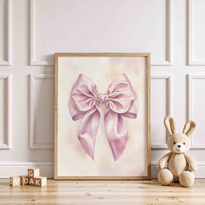 Coquette Pink Nursery Wall Art Set with Bunny and Bicycle