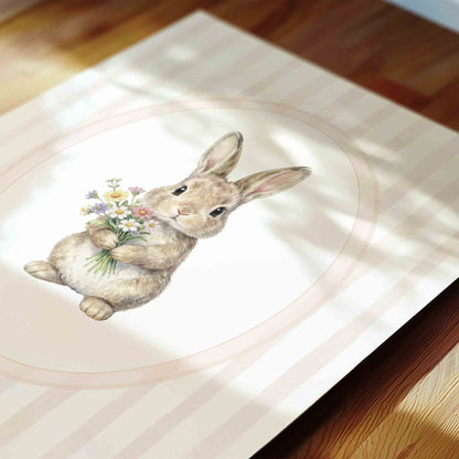 Bunny Nursery Wall Art Set of 3 - Girls Room Printable Prints