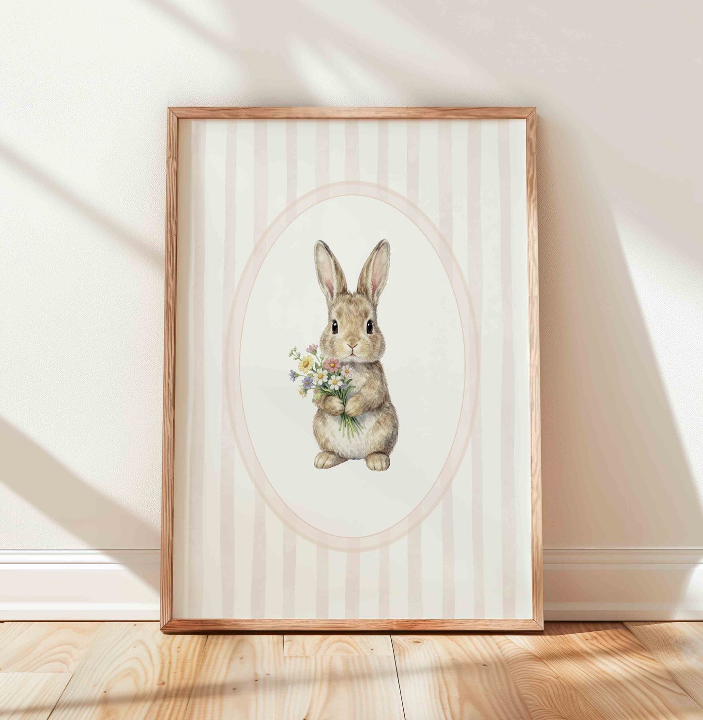 Bunny Nursery Wall Art Set of 3 - Girls Room Printable Prints
