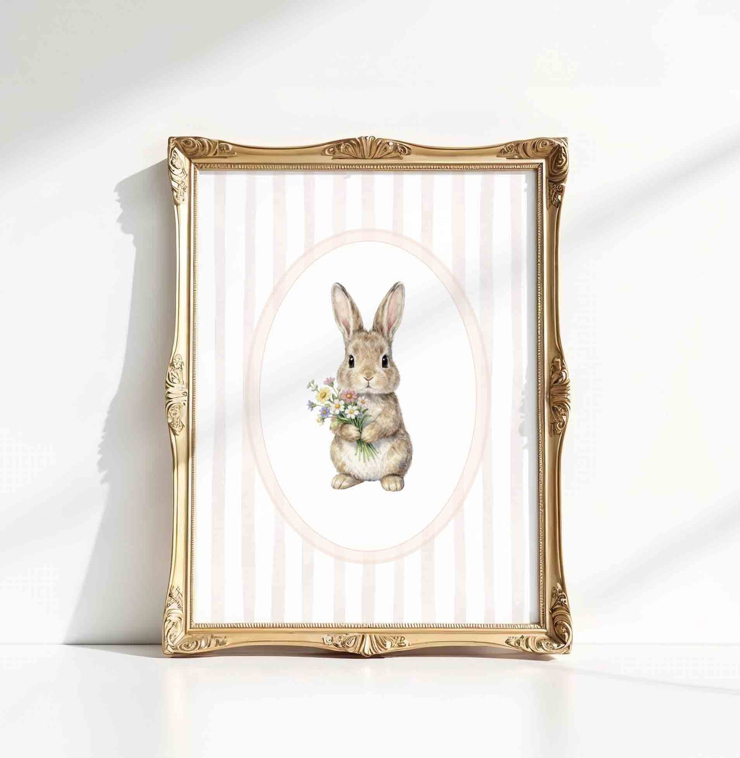 Bunny Nursery Wall Art Set of 3 - Girls Room Printable Prints