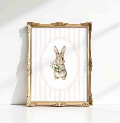 Bunny Nursery Wall Art Set of 3 - Girls Room Printable Prints