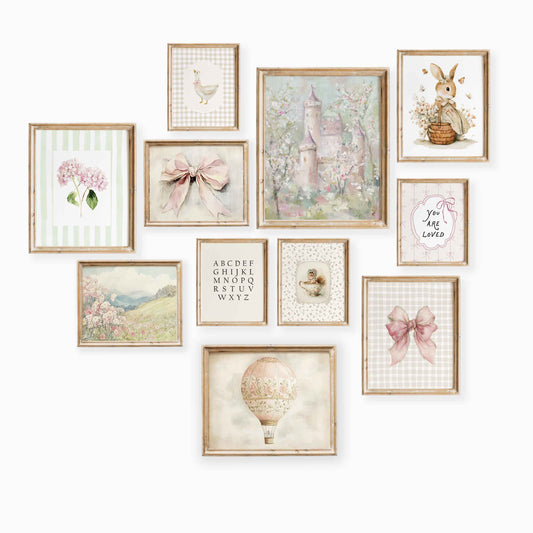 Whimsical Nursery Wall Art Set – Vintage Cottagecore Prints for Girls