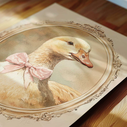 Vintage Nursery Wall Art Set with Bows and Swan – Coquette Girl Room Decor