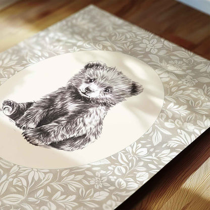 Vintage Bear Cubs Nursery Wall Art Set - 3 Piece Sketch Prints