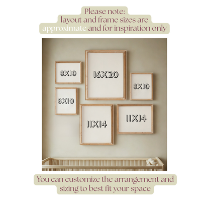 an example of placing frames on a wall