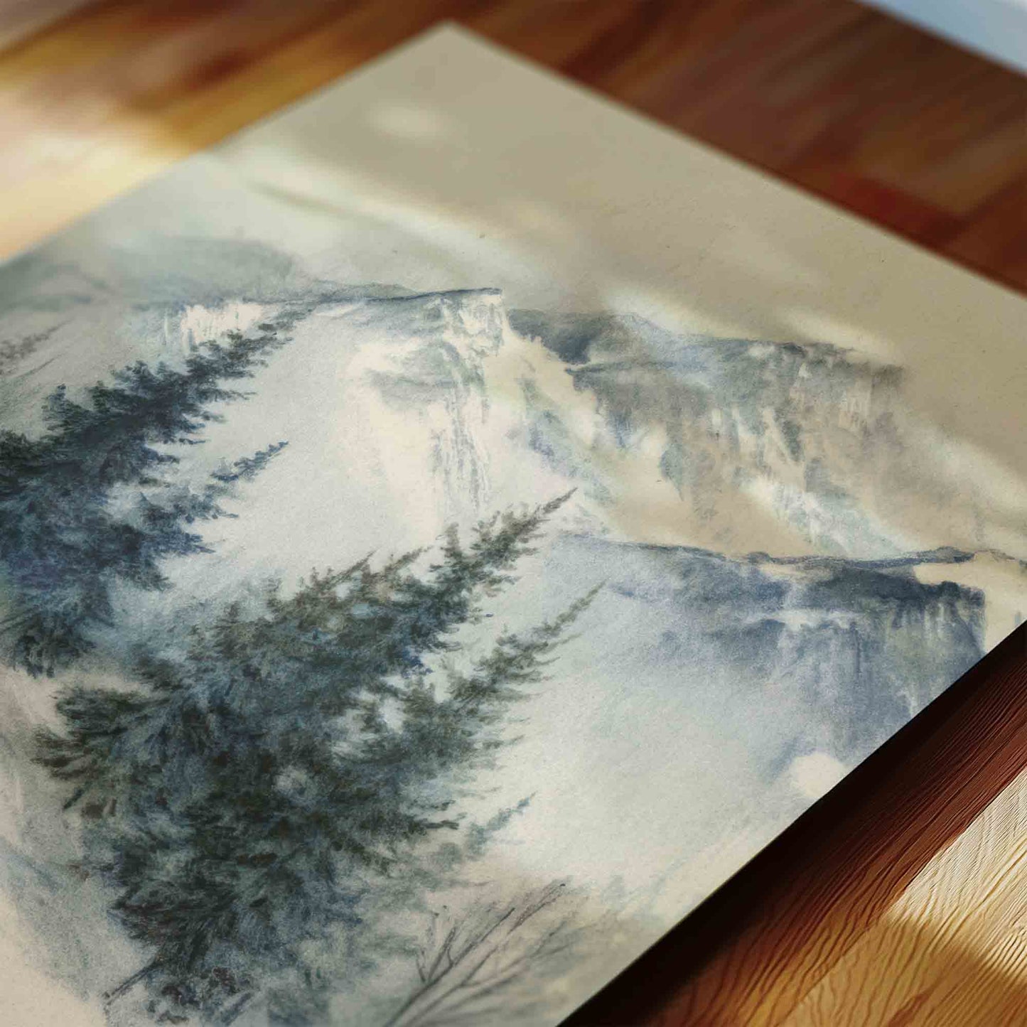 Mountain Nursery Wall Art – Vintage Forest Landscape Set for Boys