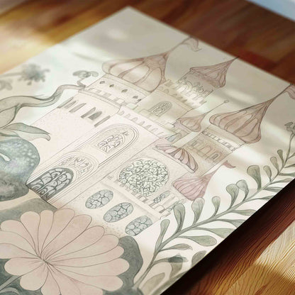 Vintage Magical Fairytale Wall Art Set – Underwater Castle, Seashell & Mermaid Nursery Prints