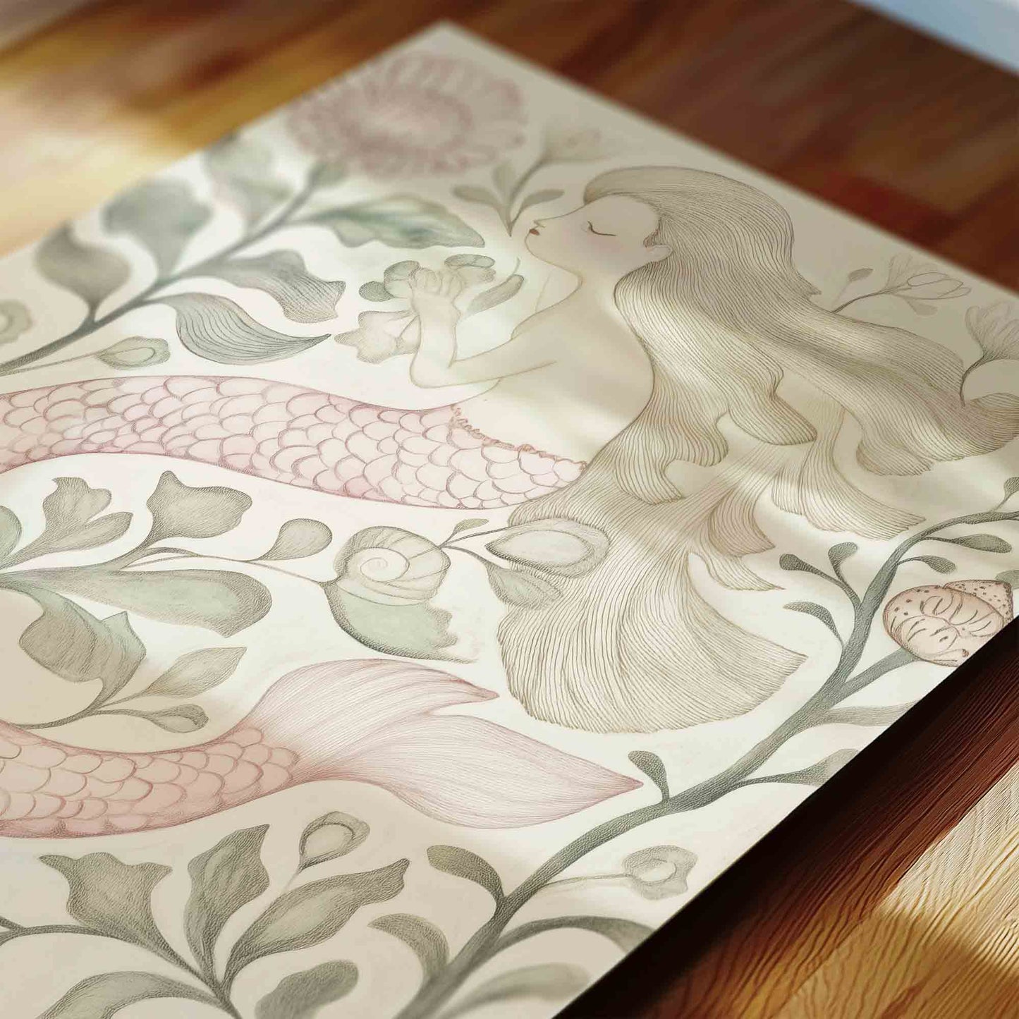 Vintage Magical Fairytale Wall Art Set – Underwater Castle, Seashell & Mermaid Nursery Prints