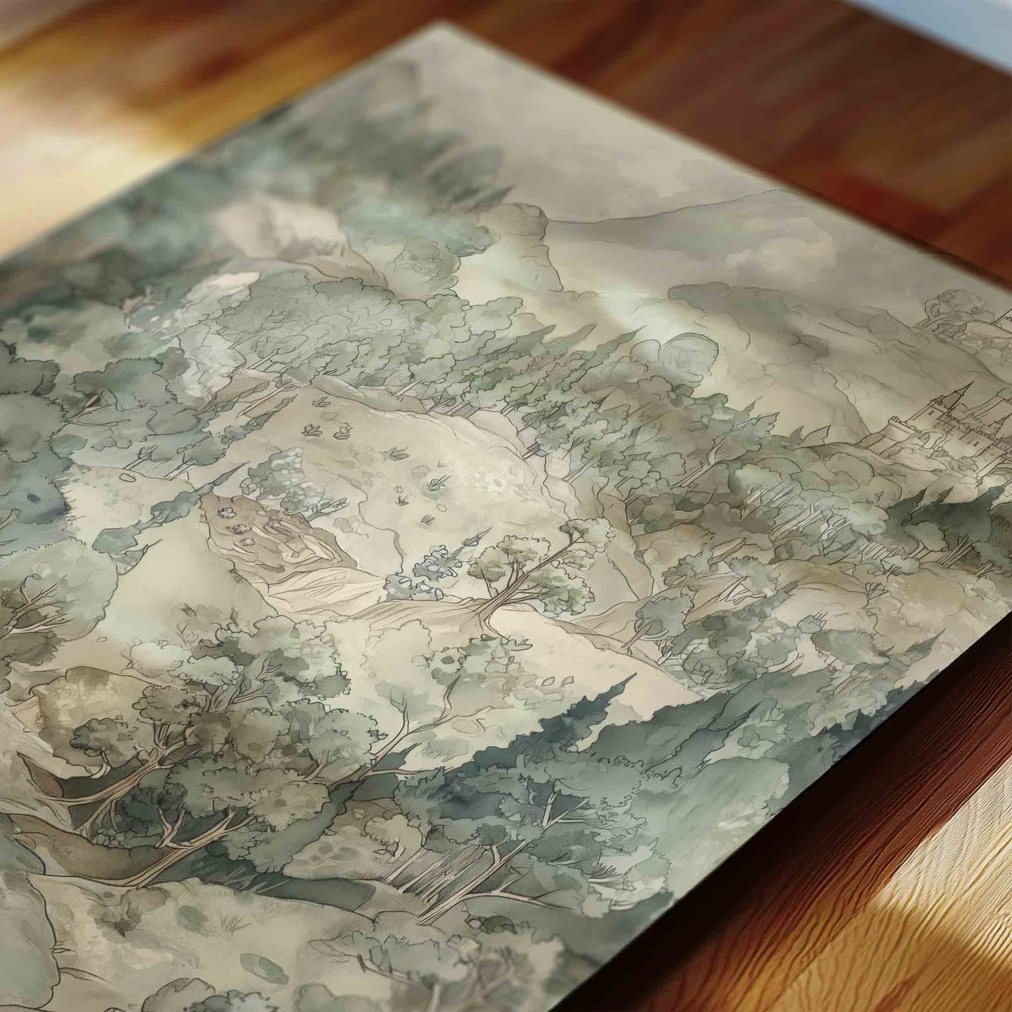 Vintage Storybook Castle Nursery Wall Art – Fairy Tale Landscape Set for Boys