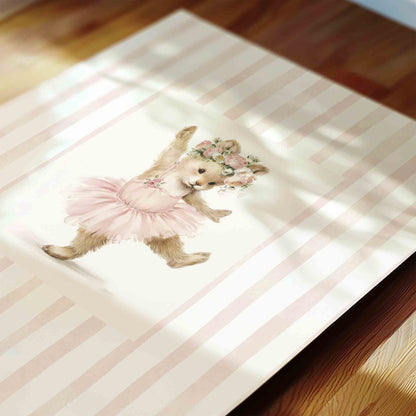 Ballet Bear Nursery Wall Art Set – Whimsical Vintage Prints for Baby Girl Room
