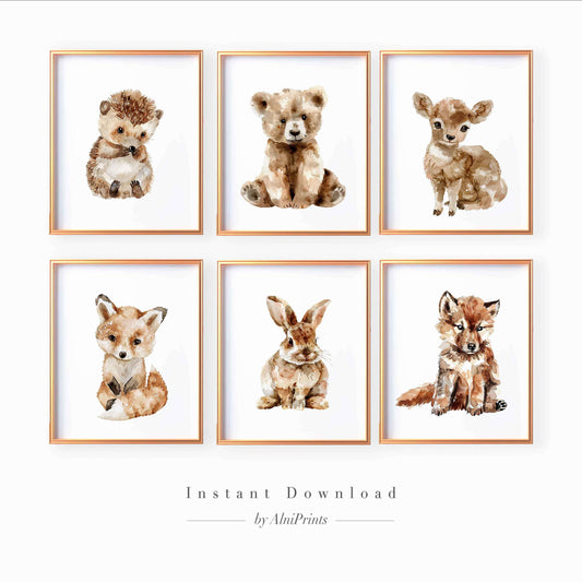 Woodland Baby Animals Print - Set of 6