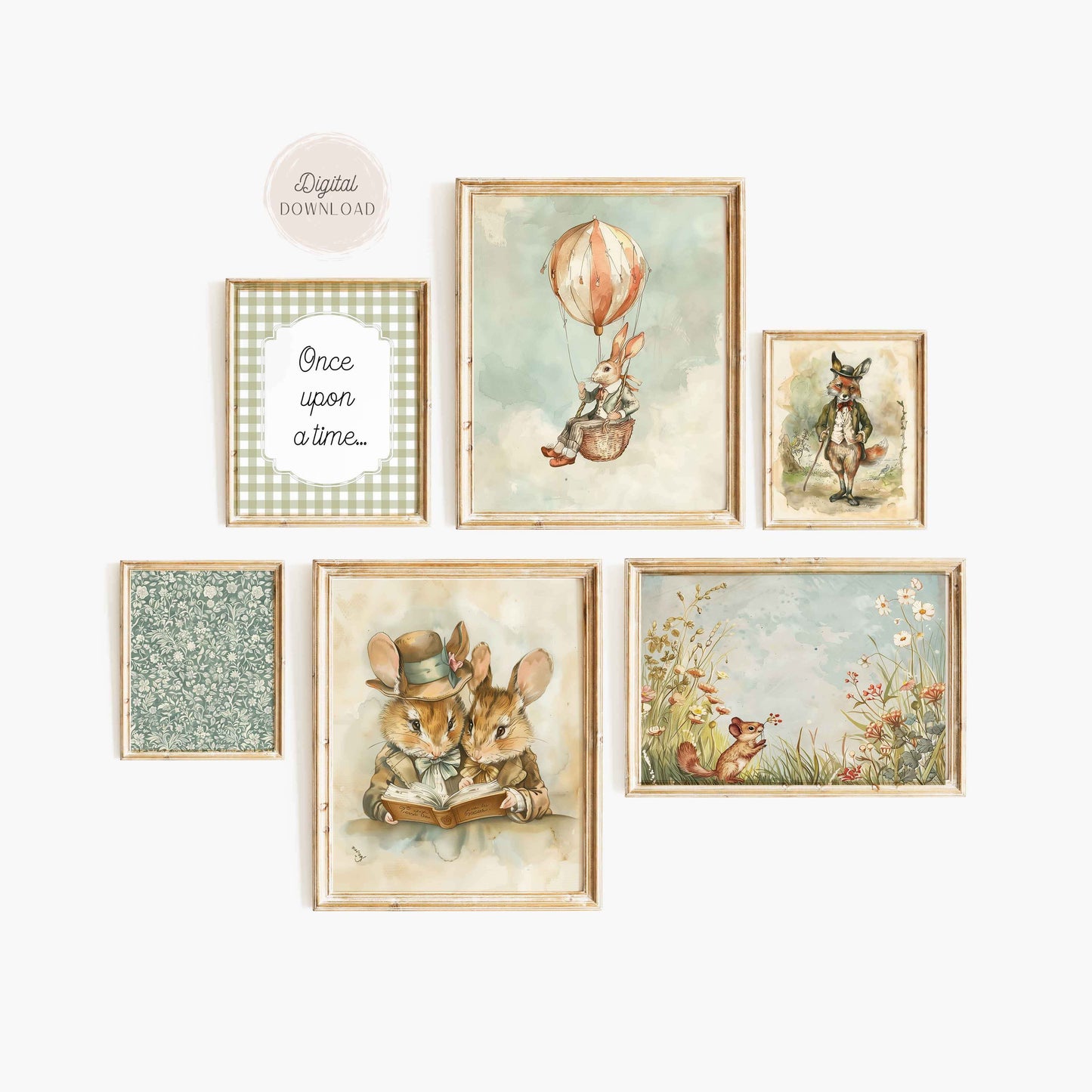 Vintage Nursery Gallery Prints for Boys - Set of 6