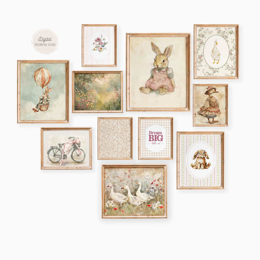 Vintage Nursery Gallery art prints - Set of 11