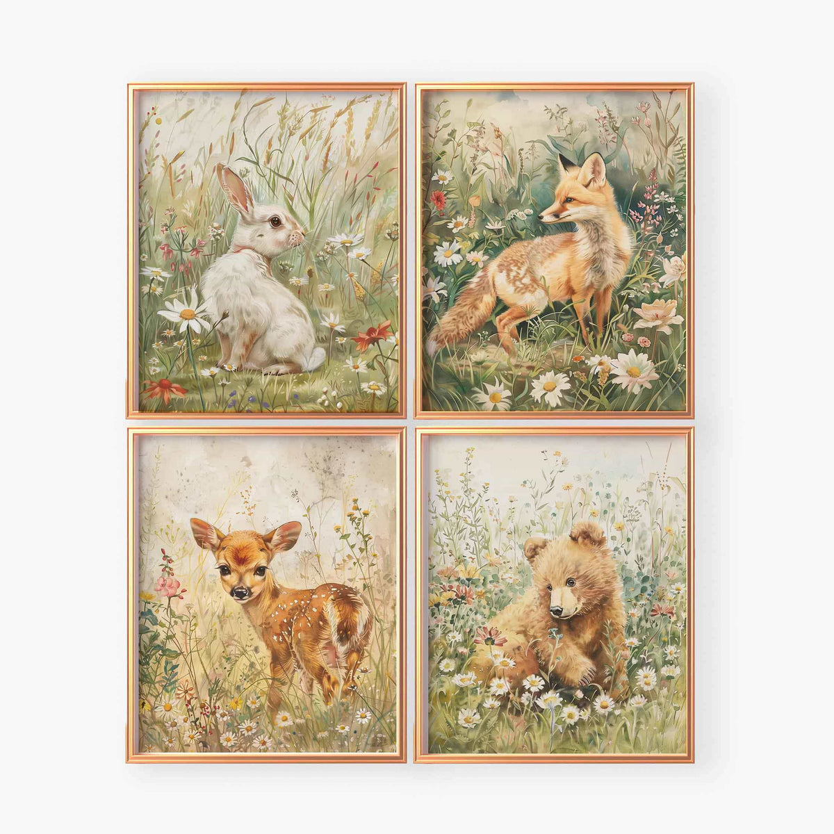 Vintage Woodland Baby Animals Prints - Set of 4 – AlniPrints