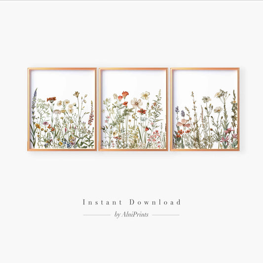 Wildflowers Art Print - Set of 3