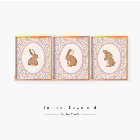 Bunny Pink Wall Art - Set of 3