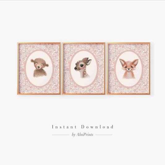 Pink Woodland Wall Art