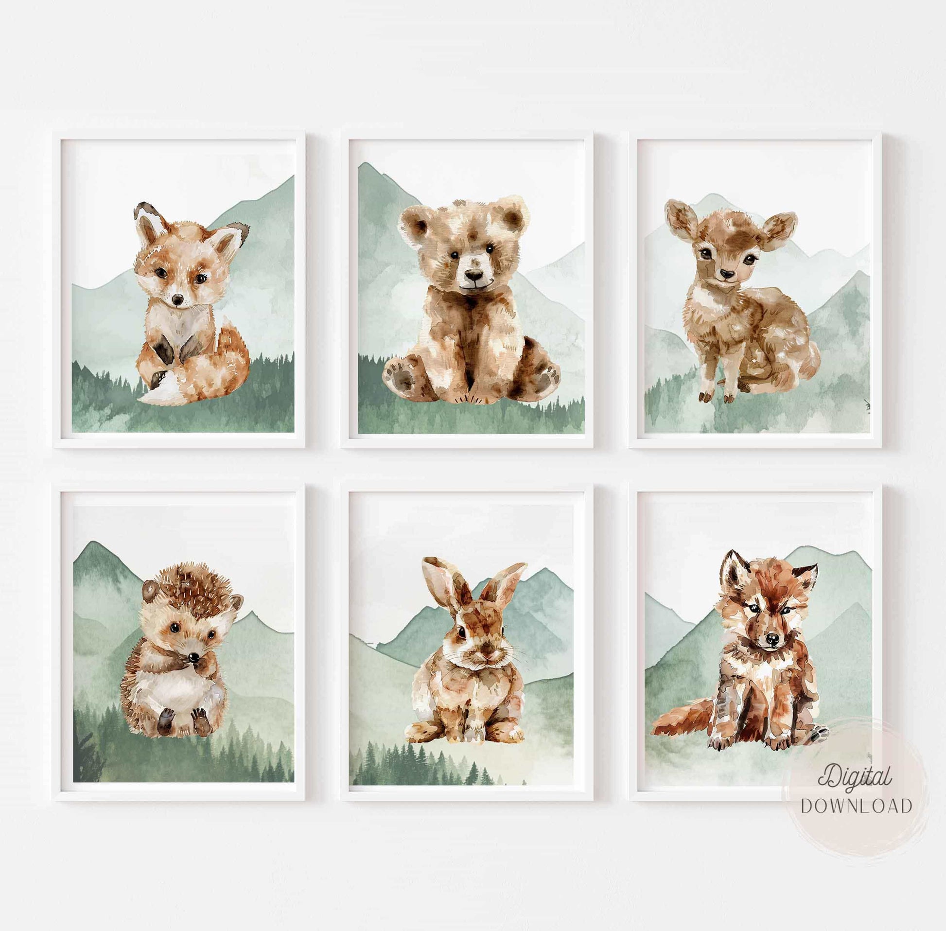 Woodland Baby Animals Art Print - Set of 6