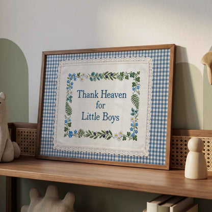 Thank Heaven for Little Boys - Blue Gingham Nursery Print