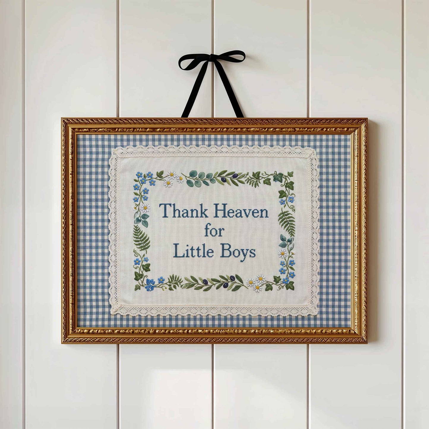 Thank Heaven for Little Boys - Blue Gingham Nursery Print