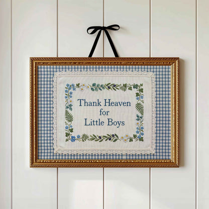 Thank Heaven for Little Boys - Blue Gingham Nursery Print