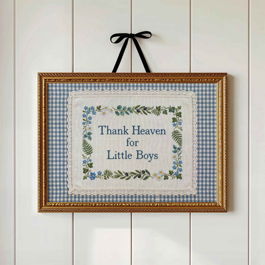 Thank Heaven for Little Boys - Blue Gingham Nursery Print