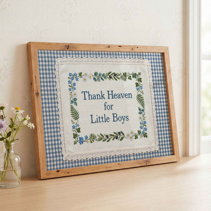 Thank Heaven for Little Boys - Blue Gingham Nursery Print