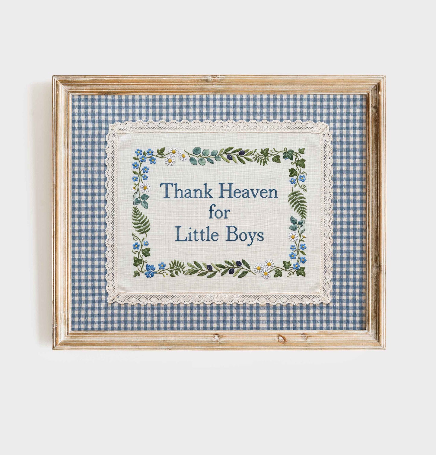 Thank Heaven for Little Boys - Blue Gingham Nursery Print