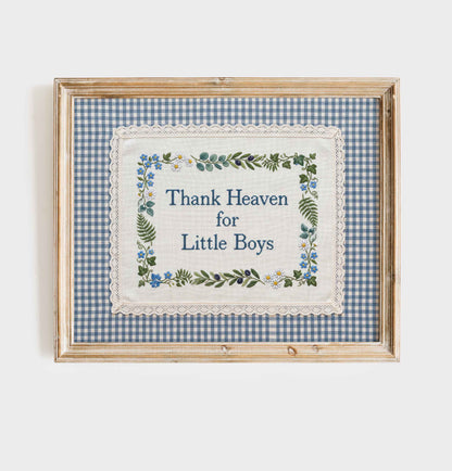 Thank Heaven for Little Boys - Blue Gingham Nursery Print