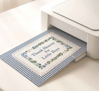 Thank Heaven for Little Boys - Blue Gingham Nursery Print