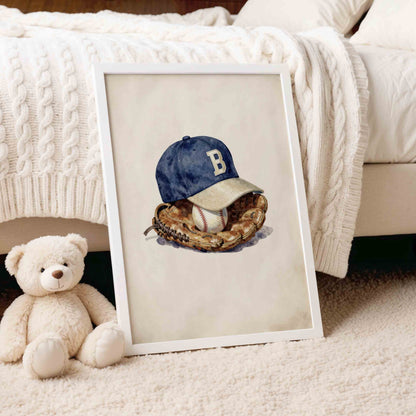 Vintage baseball nursery wall art set of 3 in a boys room gallery wall