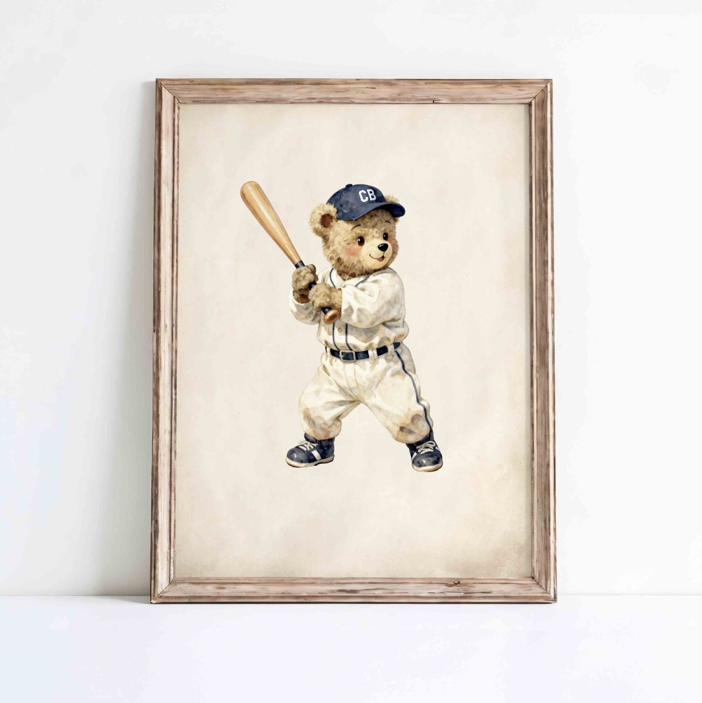 Baseball nursery wall art set boys room nostalgic Americana watercolor print