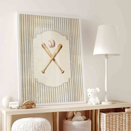 Baseball cap and glove nursery wall art vintage printable boys room